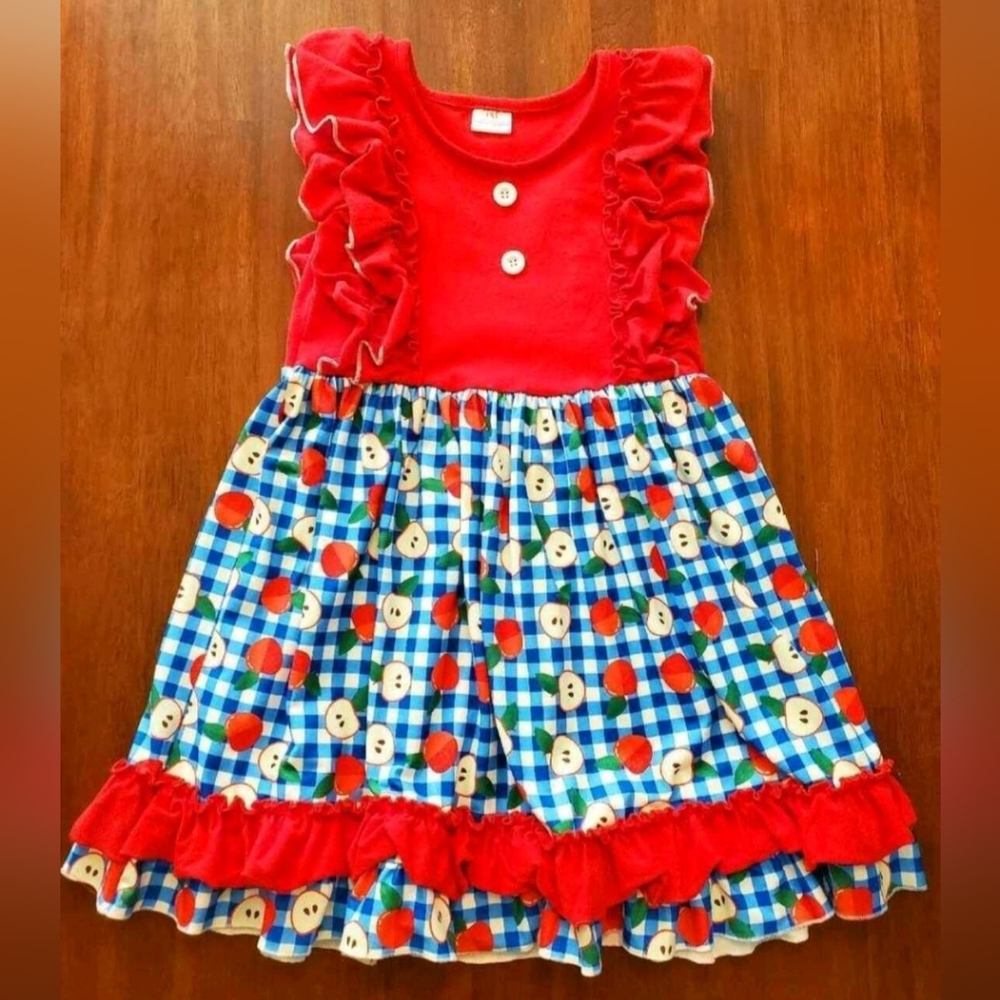 Apple Pattern Dress. Size 5-6.